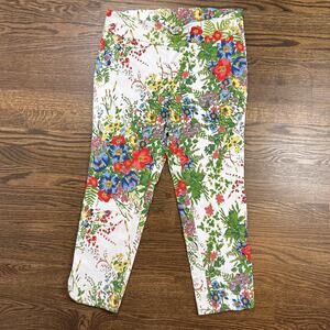 Soft Surroundings Pants Womens Petite Large Floral Print Crop Tapered Leg Casual